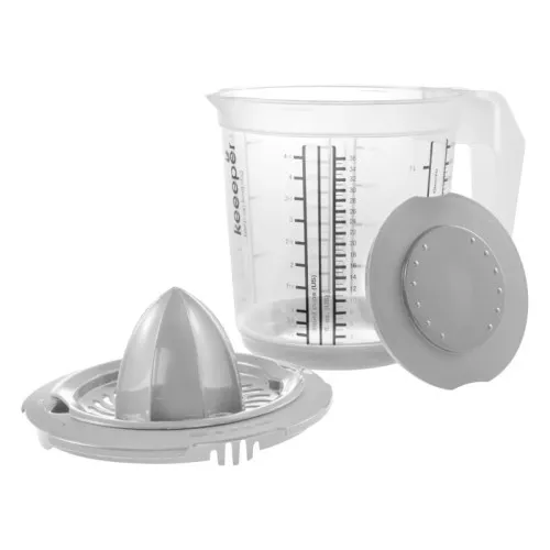 Мерный стакан с противоскользящей функцией и крышкой / соковыжималка для цитрусовых 1 л Matteo Ø14x15 см прозрачный/серый