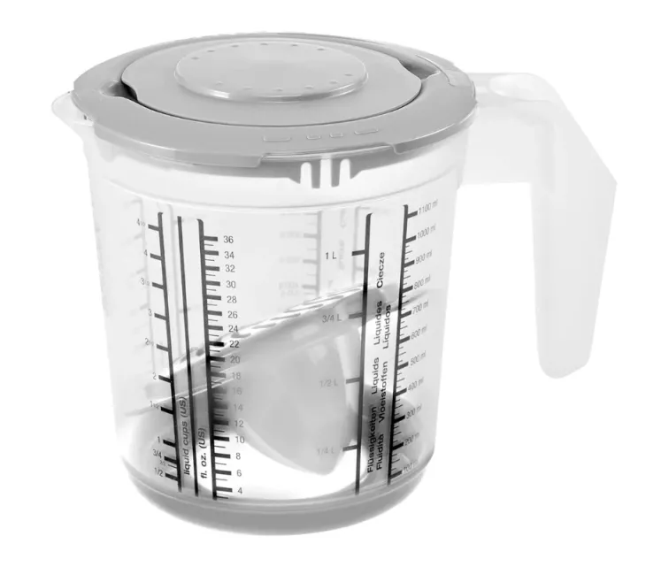 Мерный стакан с противоскользящей функцией и крышкой / соковыжималка для цитрусовых 1 л Matteo Ø14x15 см прозрачный/серый