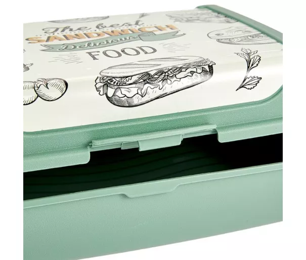 Food storage container click-box midi 1L Carla "Sandwich" 17x13x7cm green