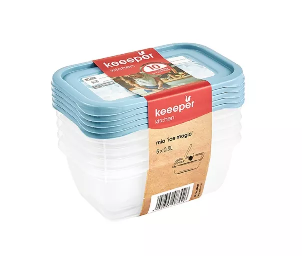 Toidupakendite komplekt 5x0,5L Mia "Magic Ice" läbipaistev/sinine