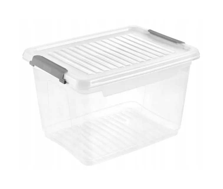 Kaste ar vāku clipbox Leonie 37,5x28,5x23,5cm 16,6L caurspīdīga