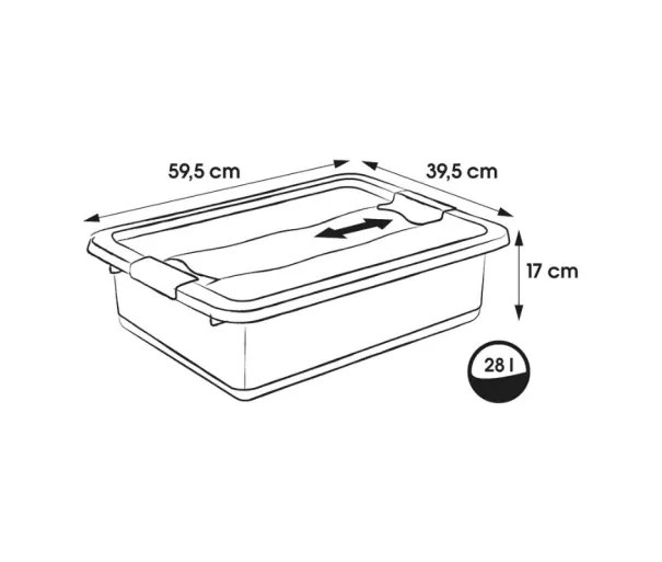 Box with lid crystalbox Cornelia 59,5x39,5x17cm 28L transparent