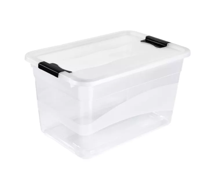 Kaste ar vāku crystalbox Cornelia 59,5x39,5x34cm 52L caurspīdīga