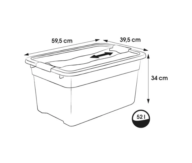 Kaste ar vāku crystalbox Cornelia 59,5x39,5x34cm 52L caurspīdīga