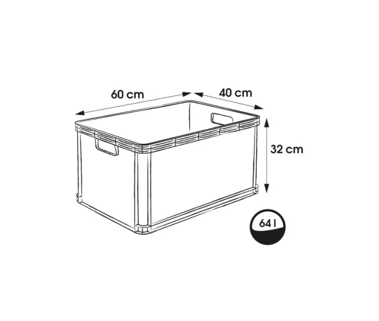 Transport box with load capacity up to 30kg Robert 60x40x32cm 64L graphite