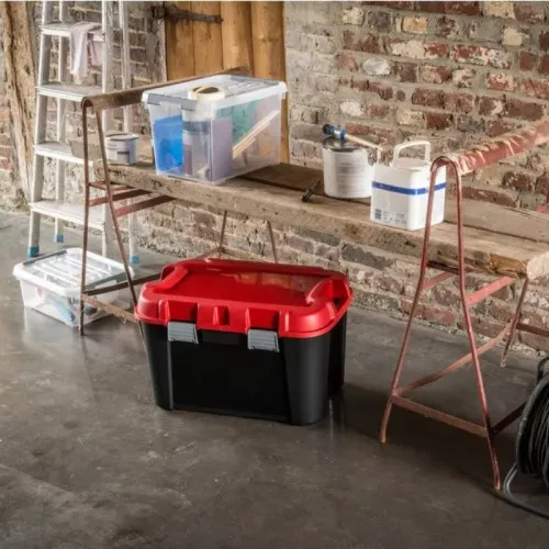 Box with lid Totem 60L 59x39.5x36cm black/red