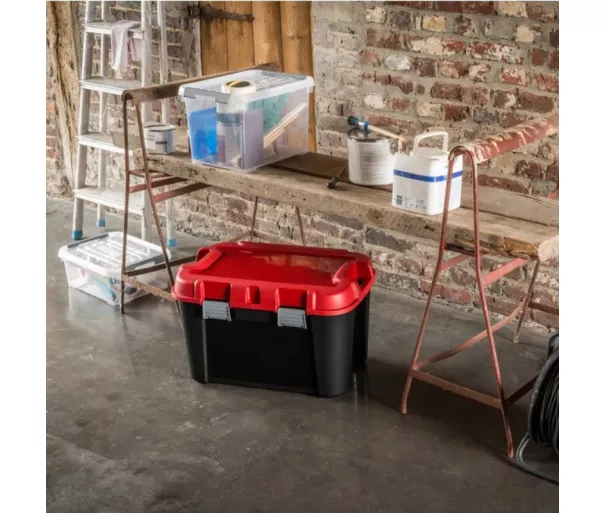 Box with lid Totem 60L 59x39.5x36cm black/red