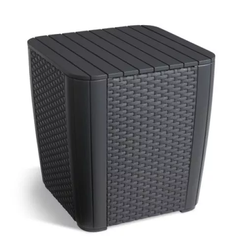 Garden table/storage box Luzon Flat Wicker, grey