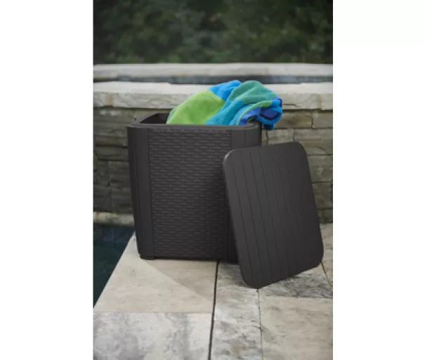 Sodų staliukas/saugojimo dėžė Luzon Flat Wicker pelės spalvos