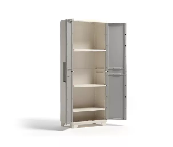 Linear Wood Tall Cabinet 68x39x173cm light beige/light gray