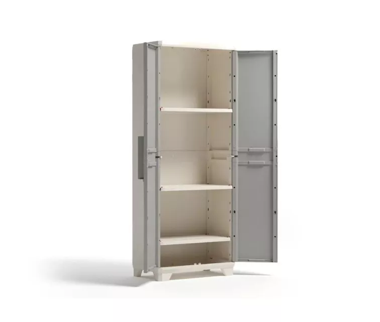 Высокий шкаф из дерева Linear 68x39x173 см, светло-бежевый/светло-серый