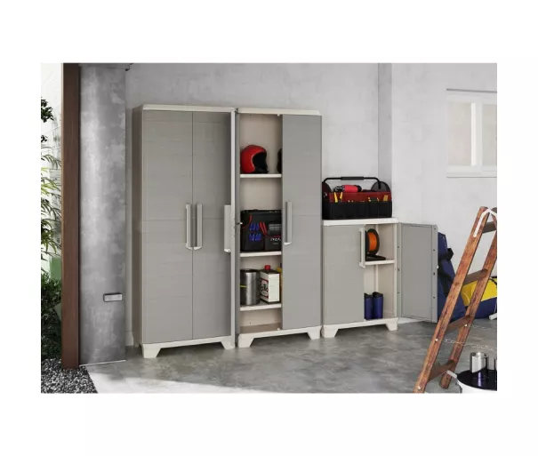 Linear Wood Tall Cabinet 68x39x173cm light beige/light gray