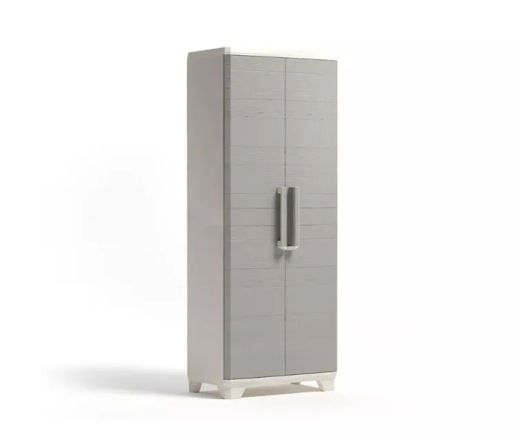 Высокий шкаф из дерева Linear 68x39x173 см, светло-бежевый/светло-серый