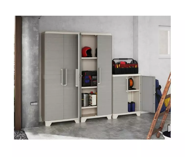 Линейный деревянный напольный шкаф 68x39x90 см, светло-бежевый/светло-серый