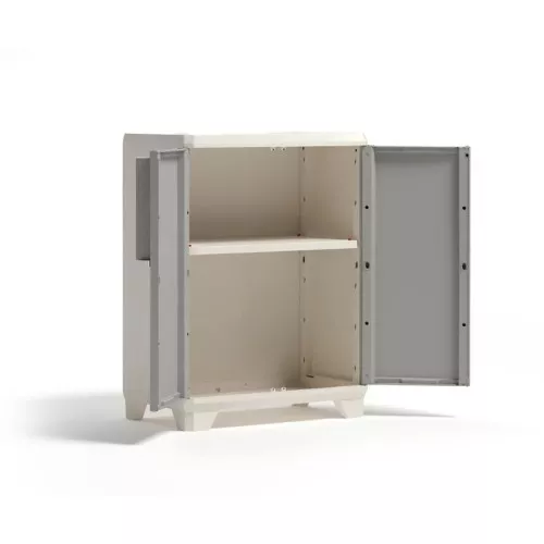 Линейный деревянный напольный шкаф 68x39x90 см, светло-бежевый/светло-серый