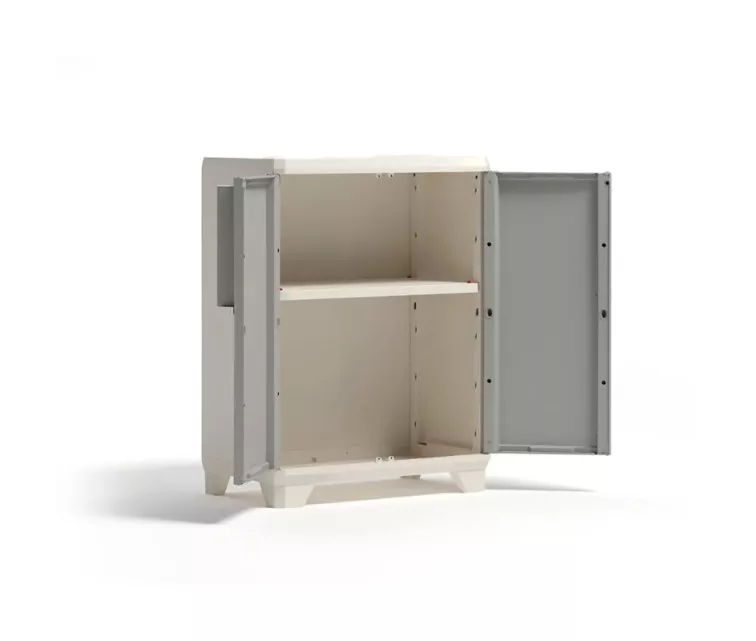 Линейный деревянный напольный шкаф 68x39x90 см, светло-бежевый/светло-серый