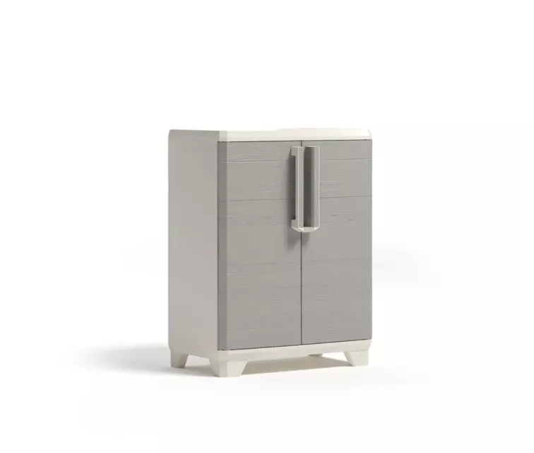 Линейный деревянный напольный шкаф 68x39x90 см, светло-бежевый/светло-серый