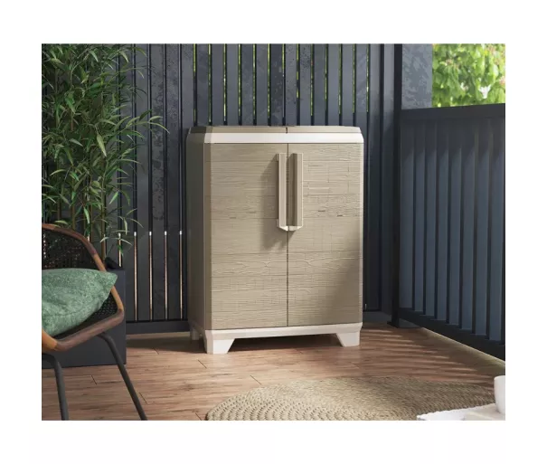 Jäätmesorteerimissüsteem Split Premium Wood 110L Taaskasutussüsteem 68x39x92cm helebeež/helehall