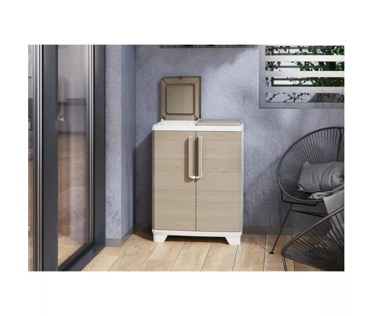 Система сортировки отходов Split Premium Wood 110 л Система переработки отходов 68x39x92 см светло-бежевый/светло-серый