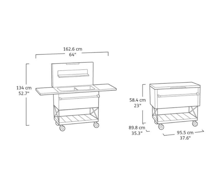Садовый бар на колесах с холодильником Patio Cooler&Beverage серый