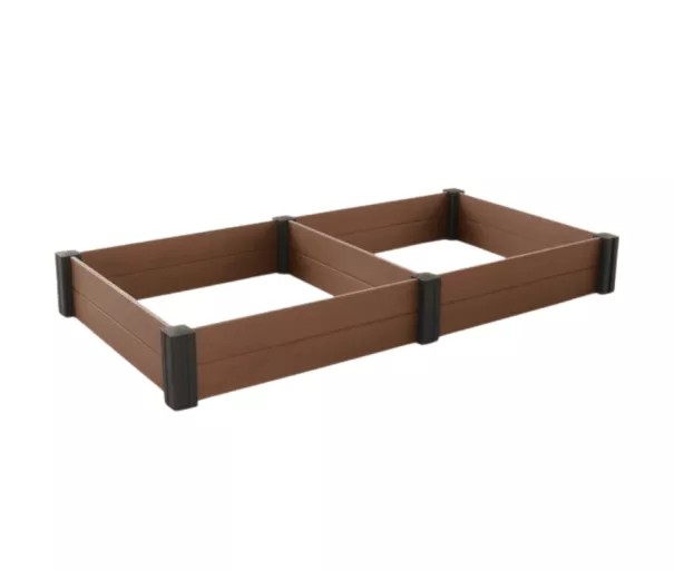 ( BOJĀTS IEPAKOJUMS ) Apmalītes 2 gab. modulāras kvadrāta puķu dobei Vista Modular 122x122x27cm brūnas