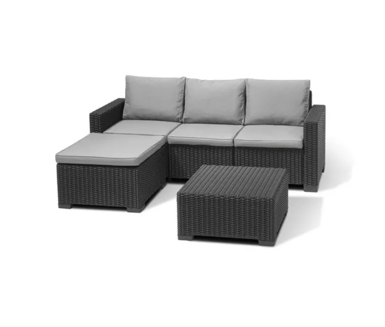 Dārza stūra dīvāns un galdiņš California Chaise Loungue pelēks