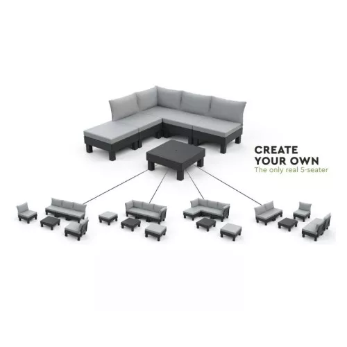 Садовый табурет/стол Элемент с подушкой серый/светло-серый