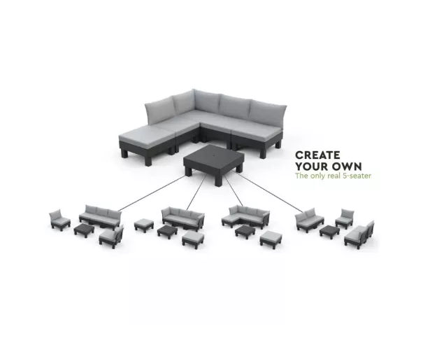 Garden sofa three-seater Elements 3 Seater grey/light grey