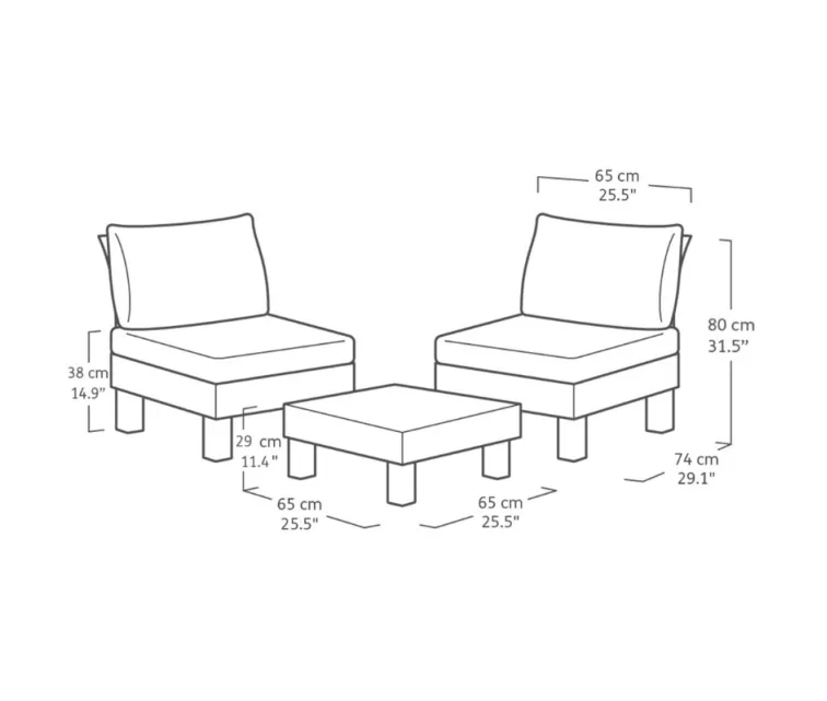 Sodo baldų komplektas Elements Balcony Set pilka/šviesiai pilka
