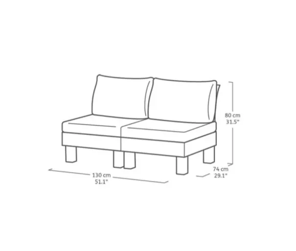 Sodo sofa dvivietė Elements 2 Vieta pilka/šviesiai pilka