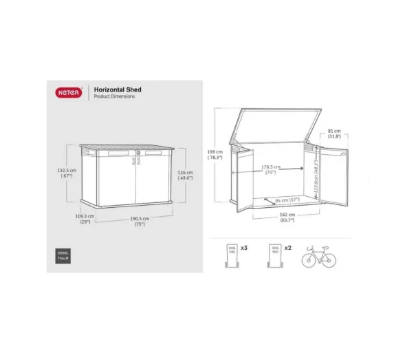 Garden shed Deco Horizontal Shed ash wood tone