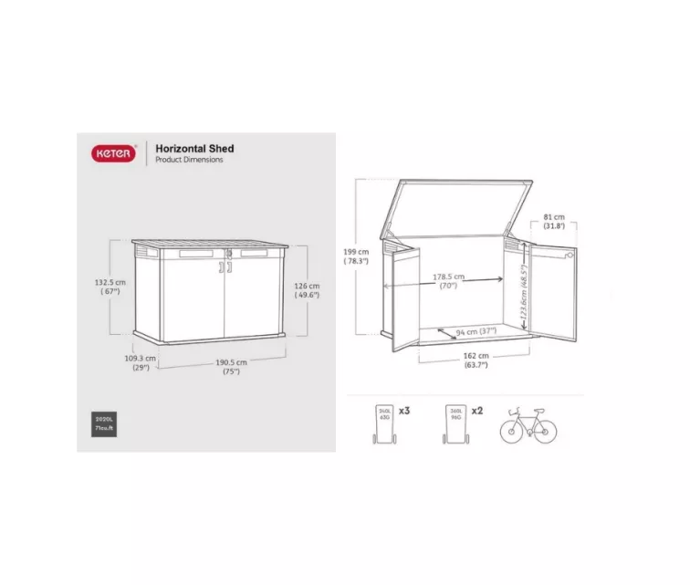 Sodo namelis „Deco Horizontal Shed“, riešuto spalvos