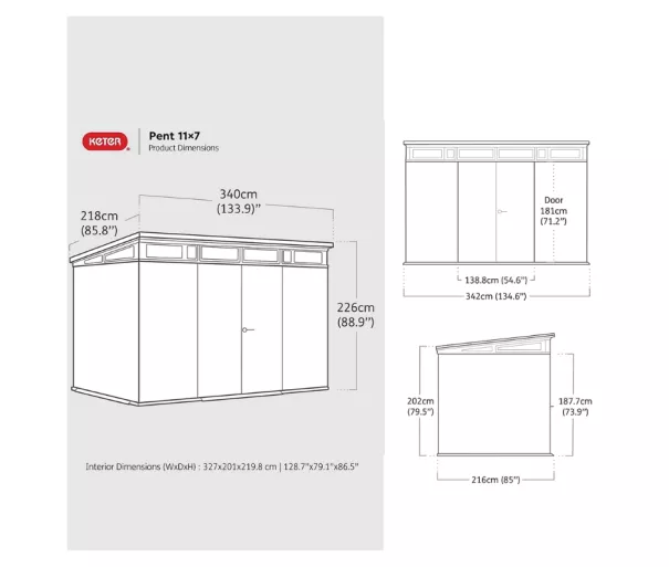 Aiakuur Deco Pent 11x7 pähklipuust