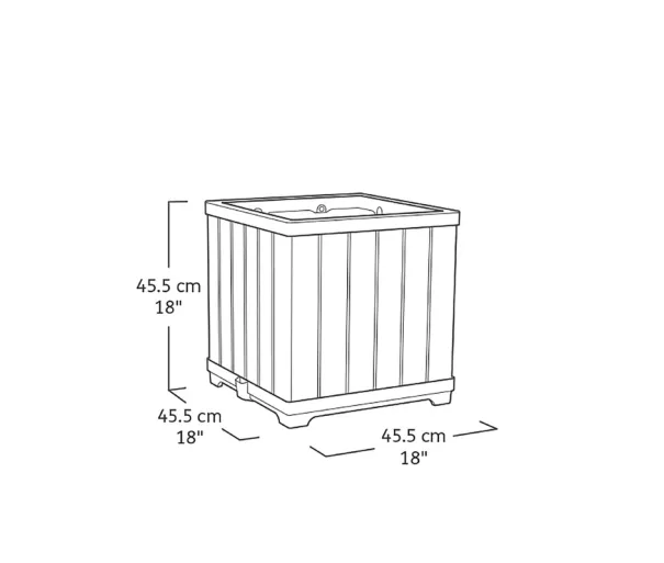 Deco Square Planter Walnut Flower Pot