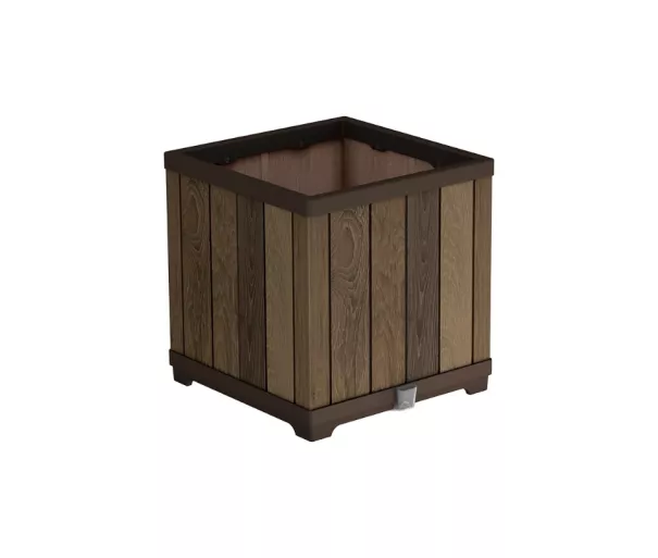 Deco Square Planter Walnut Flower Pot
