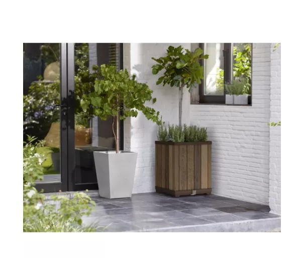 Flower pot Deco Square Tall Planter Walnut
