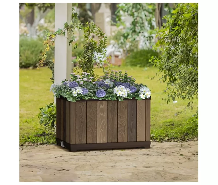 Dekoratiivne ristkülikukujuline istutuspott pähklipuuga