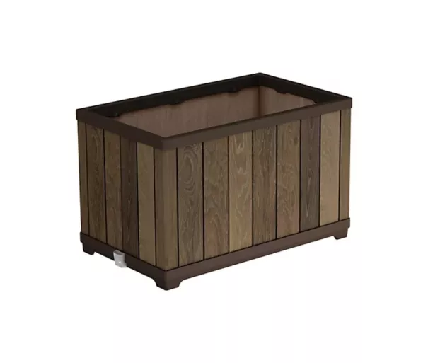 Deco Rectangle Planter Walnut Flower Pot