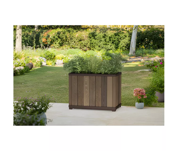 Dekoratiivne ristkülikukujuline kõrge istutuspott pähklipuust