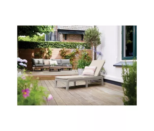 Atlas sun lounger with cushion light beige