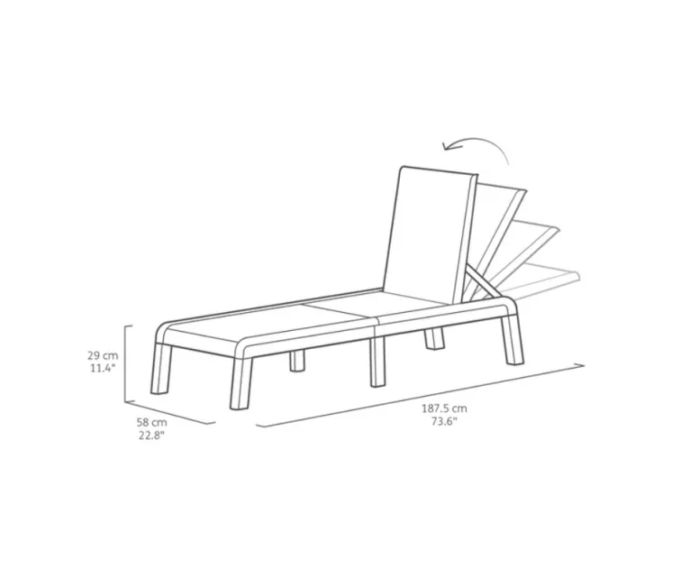 Sauļošanās krēsls Atlas ar spilvenu gaiši pelēks