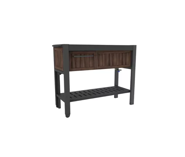 Extendable Party Station walnut tone party table