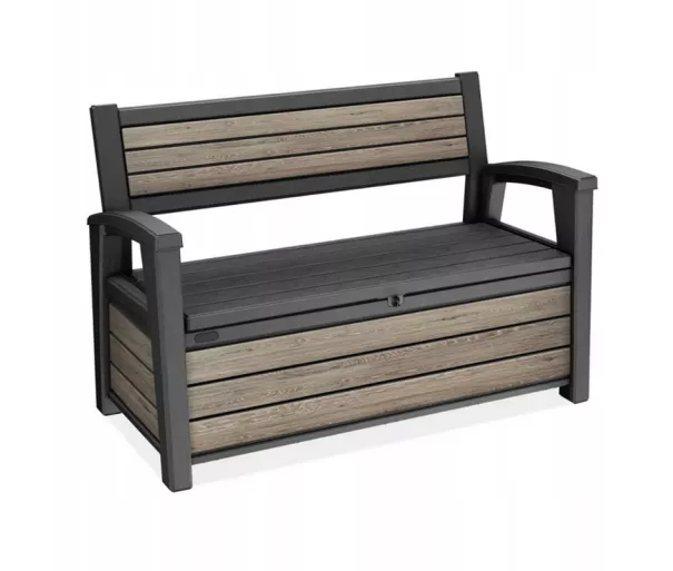 ( BE PAKUOTĖS + SURENKTAS ) Sandėliavimo suolas „Deco Garden Bench“, 227 l, uosio medienos, rudas