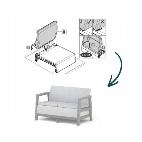 Garden sofa two-seater Scandi Linea 2 Seater Sofa light gray/dark steel gray