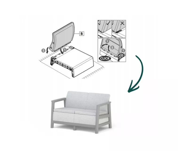 Двухместный садовый диван Scandi Linea 2 Seater Sofa светло-серый/темно-стальной серый