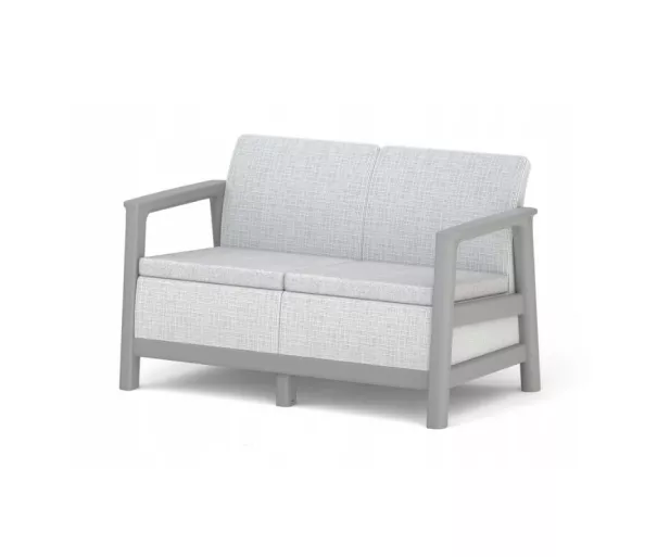 Dvivietė sodo sofa „Scandi Linea“, šviesiai pilka/tamsiai plieno pilka