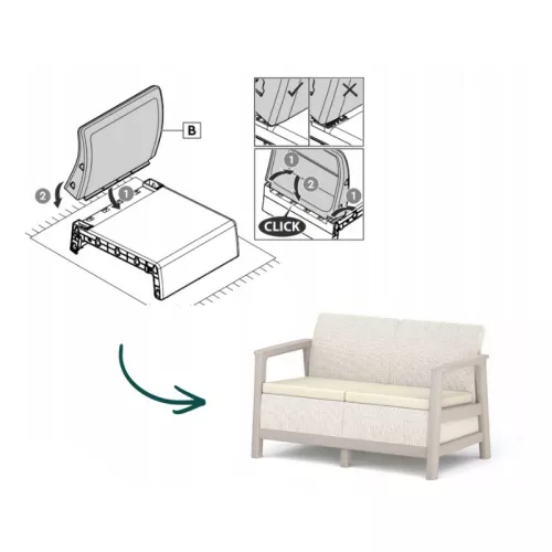 Garden sofa two-seater Scandi Linea 2 Seater Sofa pebble gray/light beige