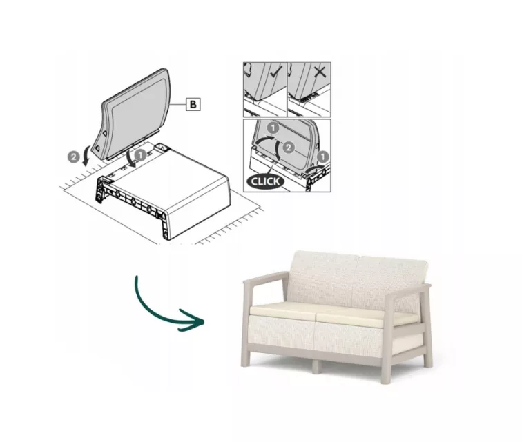 Garden sofa two-seater Scandi Linea 2 Seater Sofa pebble gray/light beige