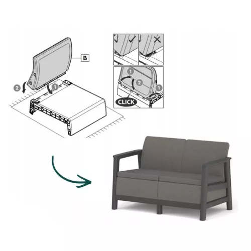 Dvivietė sodo sofa „Scandi Linea“, pilka