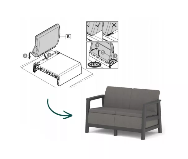 Dārza dīvāns divvietīgs Scandi Linea 2 Seater Sofa pelēks